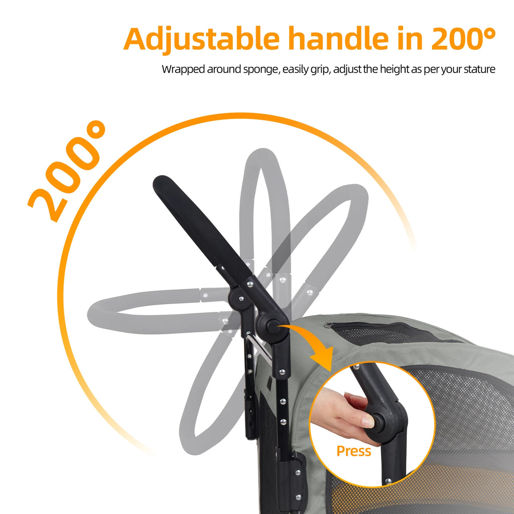Portable Dog Stroller 4 Wheels – Foldable Pet Travel Carrier
