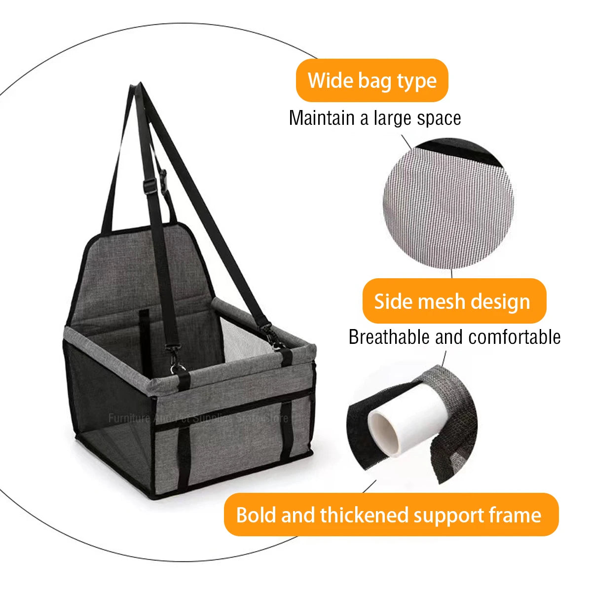 Dog Car Seat Carrier – Waterproof Travel Basket