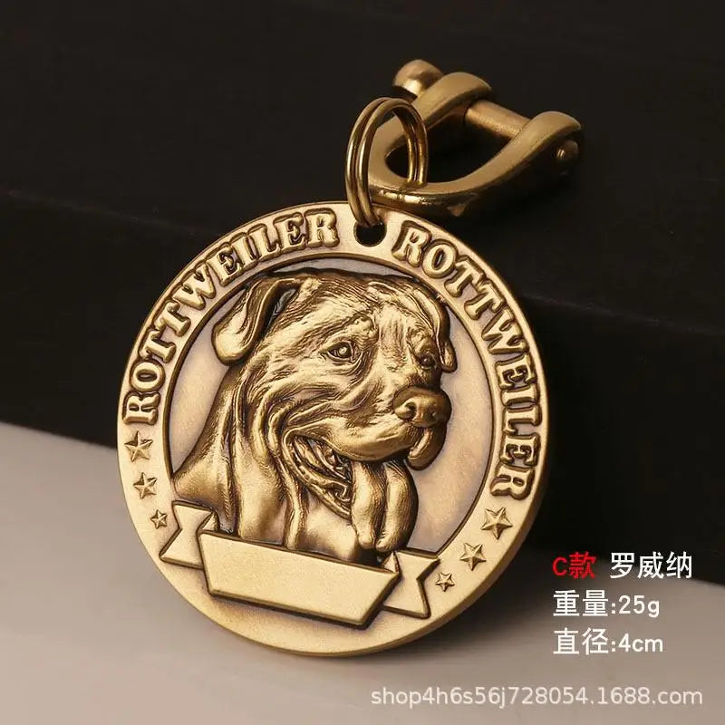 Customized Dog ID Tag Brass Embossed Lettering Prevent Losing Pets Card Engraved Personalized Pet Collar Charm Name Pendant