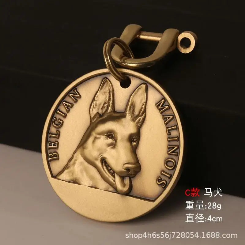 Customized Dog ID Tag Brass Embossed Lettering Prevent Losing Pets Card Engraved Personalized Pet Collar Charm Name Pendant