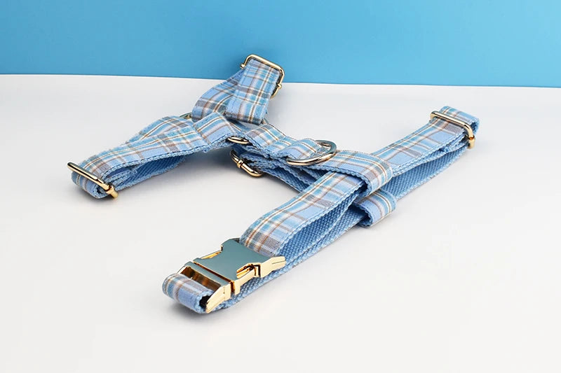 Plaid Dog Collar And Leash Set For Dogs Custom Engraved Nameplate Pet Supplies Dog Leash Grid 16