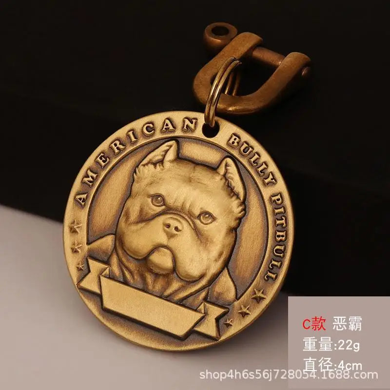 Customized Dog ID Tag Brass Embossed Lettering Prevent Losing Pets Card Engraved Personalized Pet Collar Charm Name Pendant