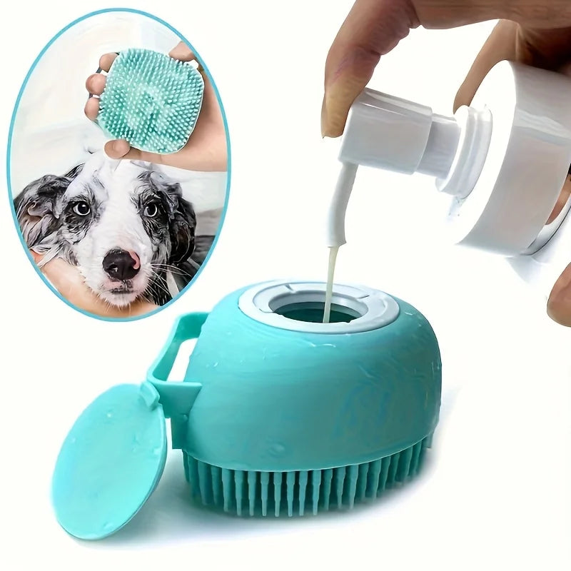 Pet Massage Brush with Shampoo Dispenser – Grooming Tool