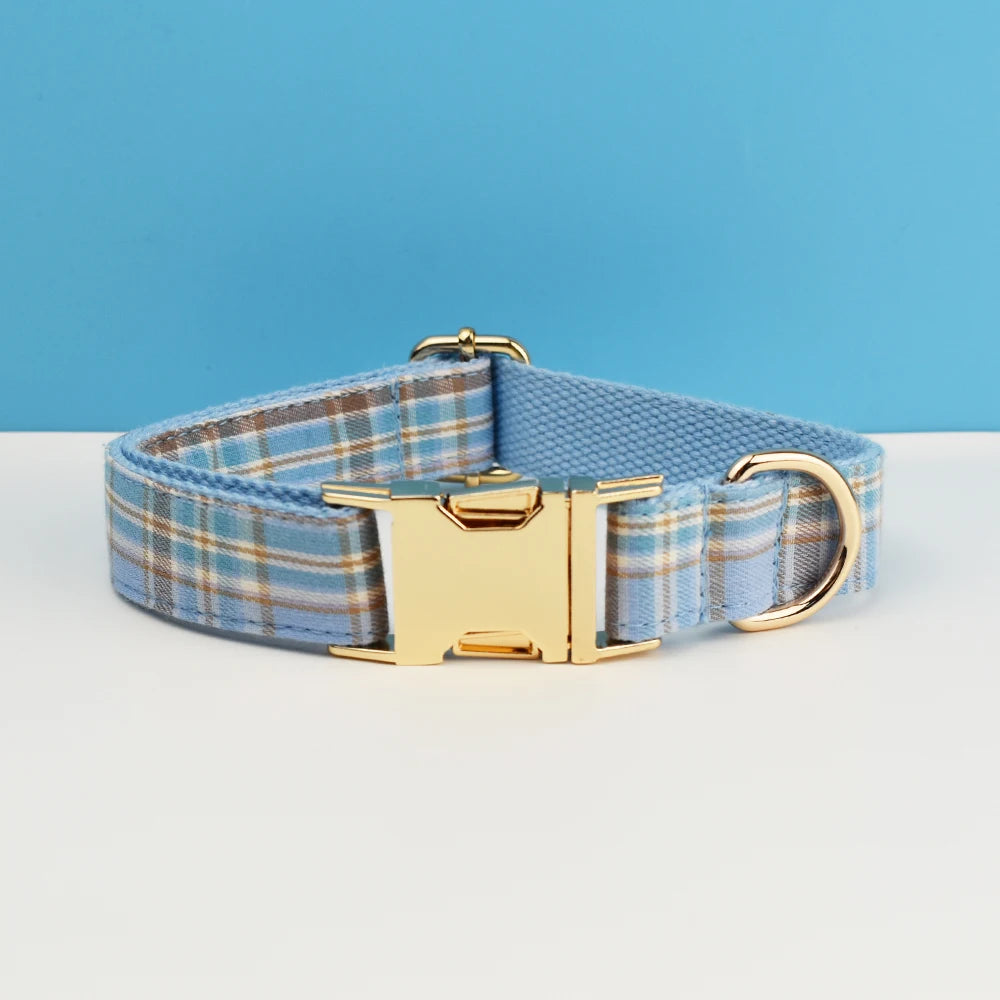 Plaid Dog Collar And Leash Set For Dogs Custom Engraved Nameplate Pet Supplies Dog Leash Grid 16