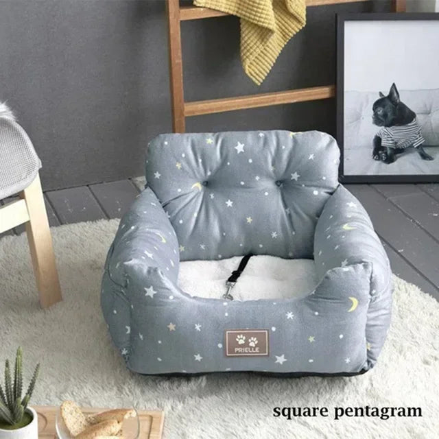 Dog Car Seat with Safety Belt – Washable Travel Booster