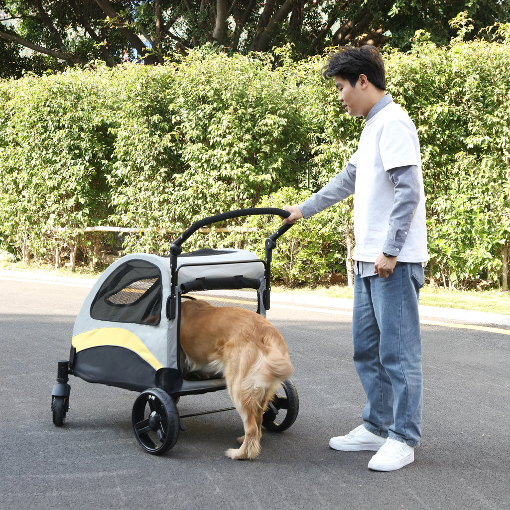 Portable Dog Stroller 4 Wheels – Foldable Pet Travel Carrier