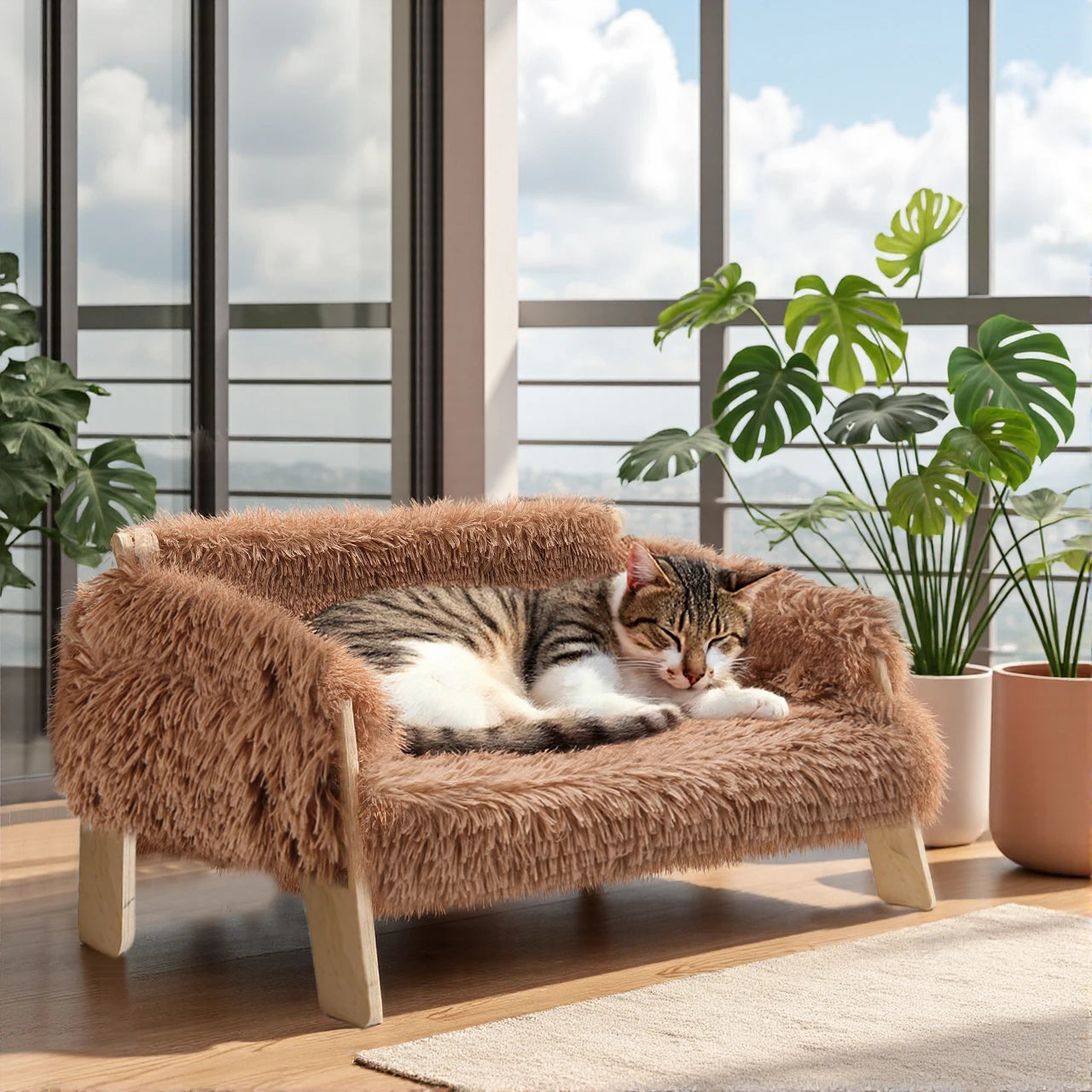 Raised Wooden Cat Sofa Bed