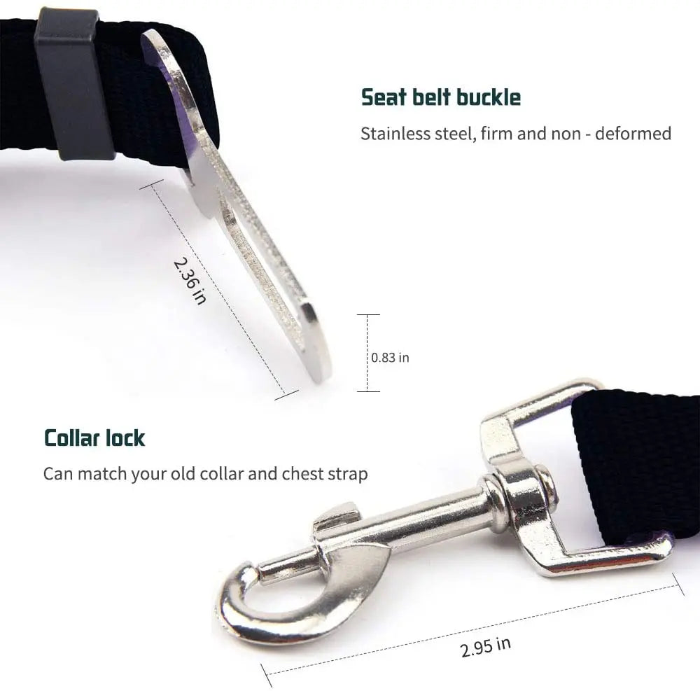 Adjustable Dog Car Seat Belt – Safety Harness Clip