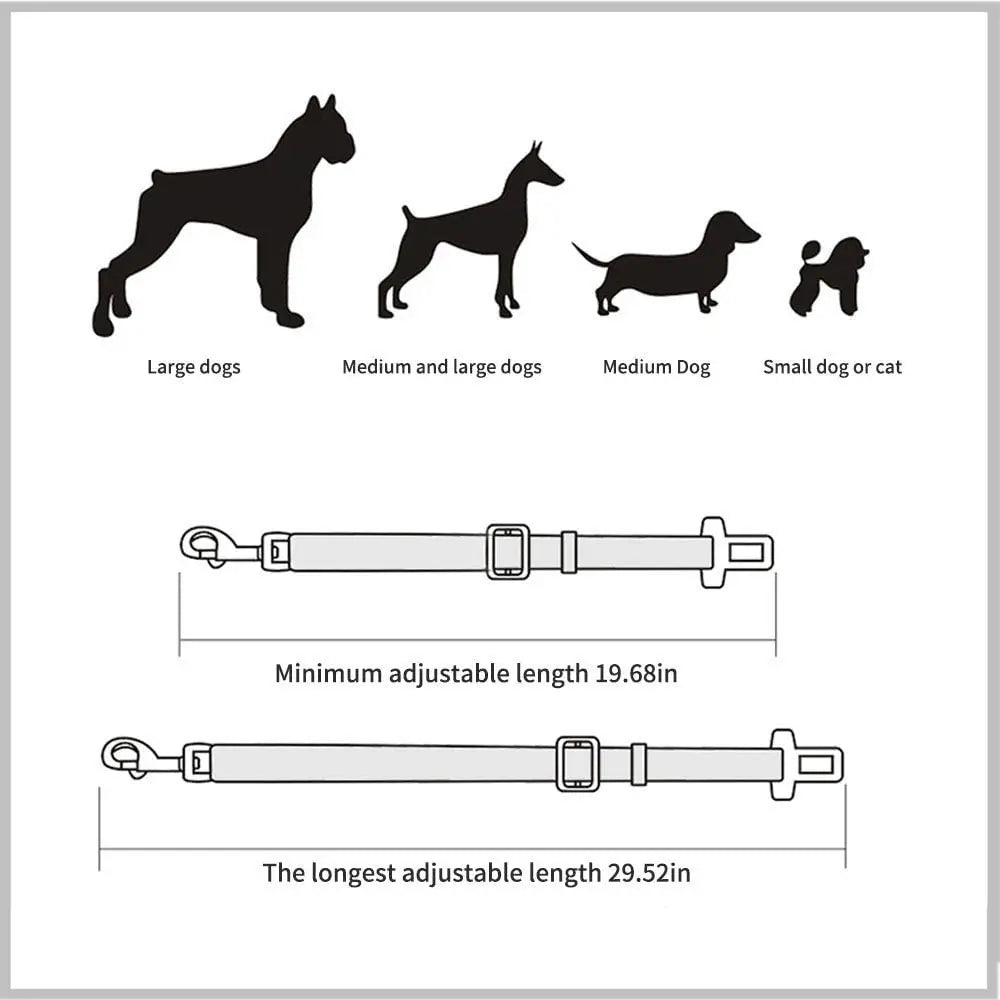 Adjustable Dog Car Seat Belt – Safety Harness Clip