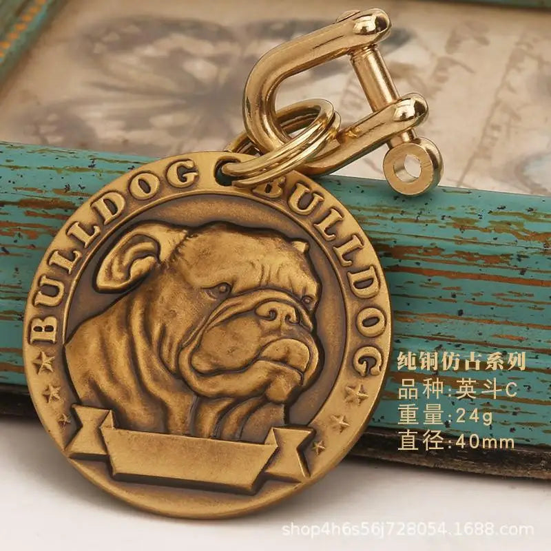 Customized Dog ID Tag Brass Embossed Lettering Prevent Losing Pets Card Engraved Personalized Pet Collar Charm Name Pendant