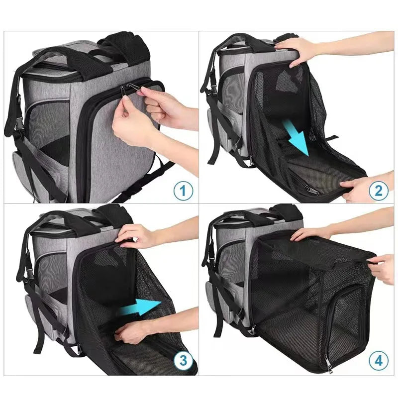 Pet Carrier Backpack – Breathable Expandable Travel Bag