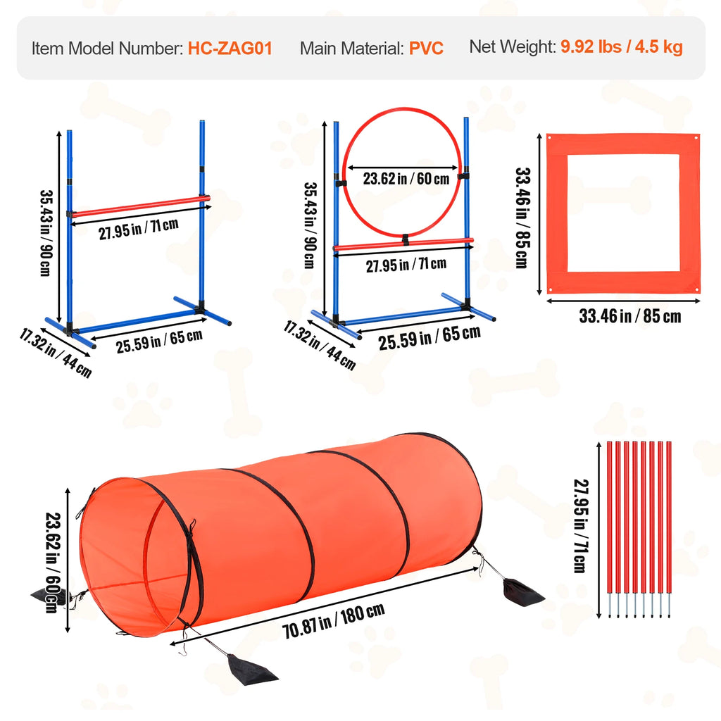 Dog Agility Hurdle Cone Set – Adjustable Training Equipment