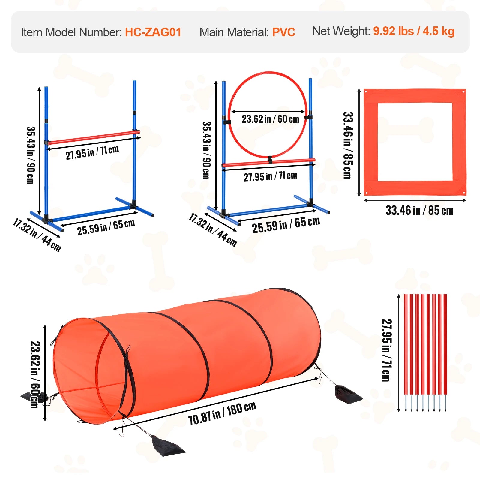 Dog Agility Hurdle Cone Set – Adjustable Training Equipment