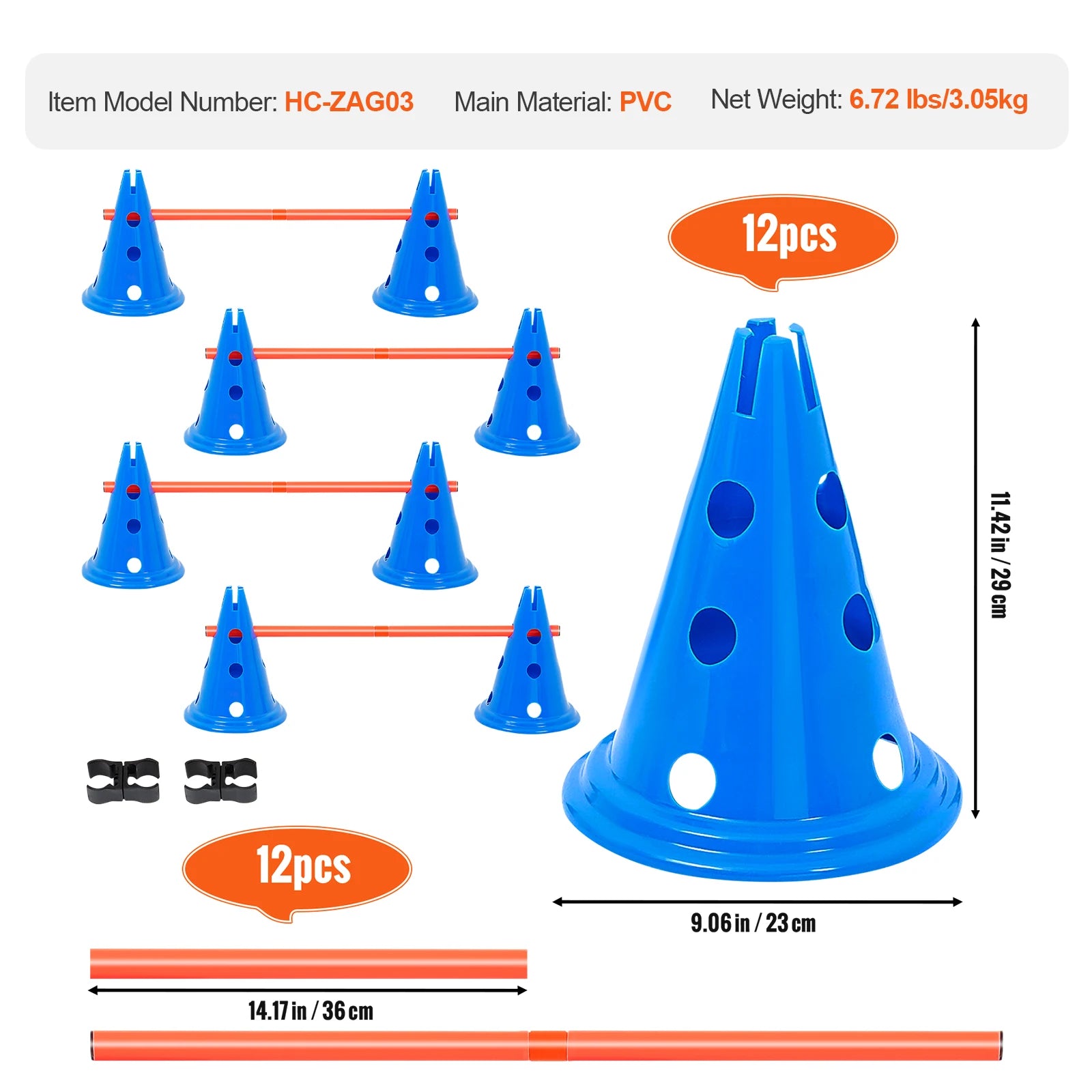 Dog Agility Hurdle Cone Set – Adjustable Training Equipment