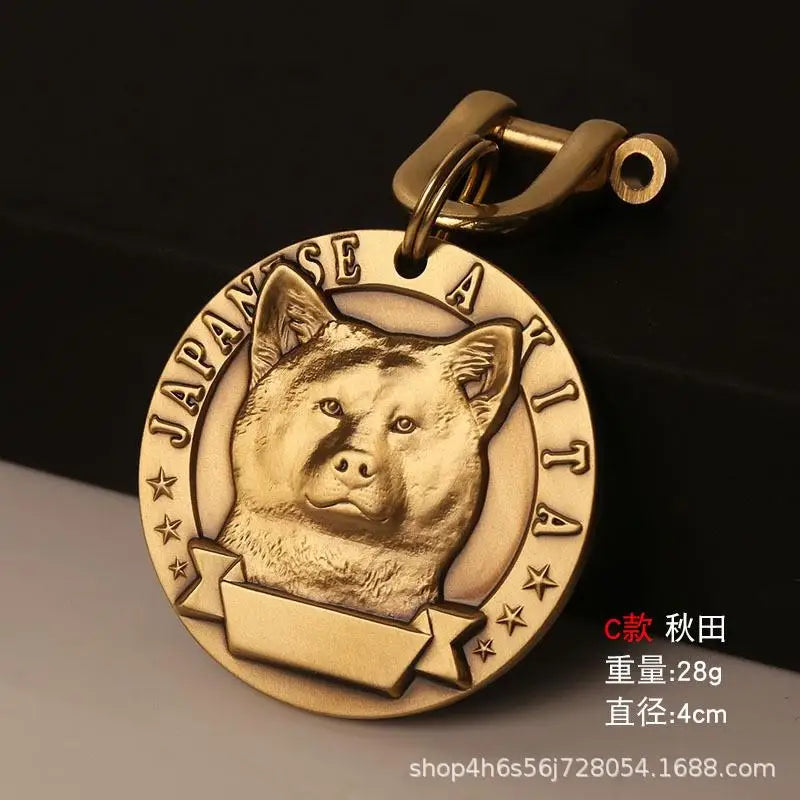 Customized Dog ID Tag Brass Embossed Lettering Prevent Losing Pets Card Engraved Personalized Pet Collar Charm Name Pendant