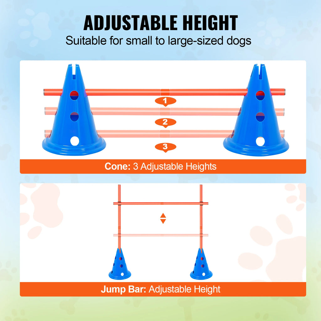 Dog Agility Hurdle Cone Set – Adjustable Training Equipment