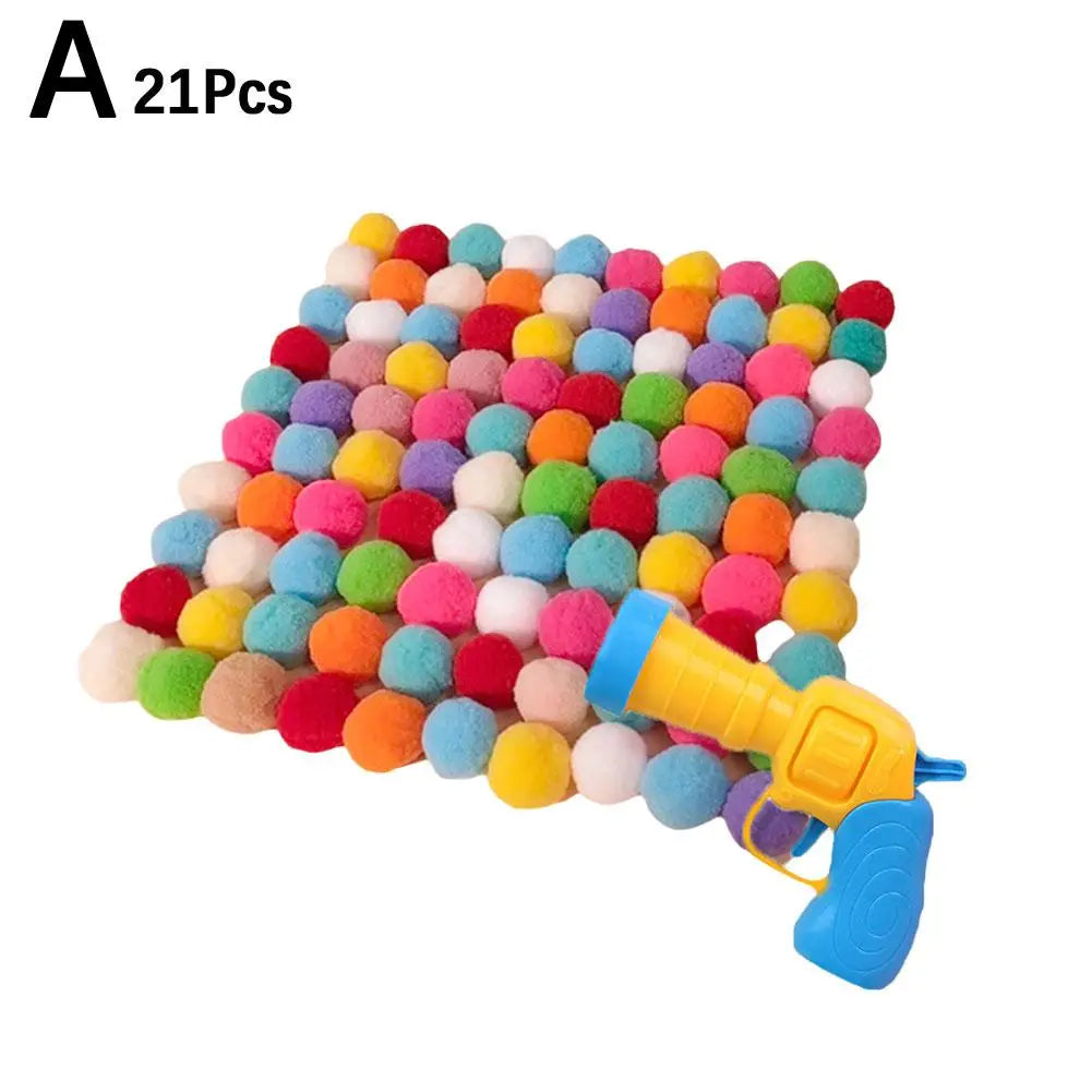 Cat Toys Mini Interactive Launch Training Toy For Pet Kitten Creative Shooting Gun Games Stretch Plush Ball Toys Pet Supplies