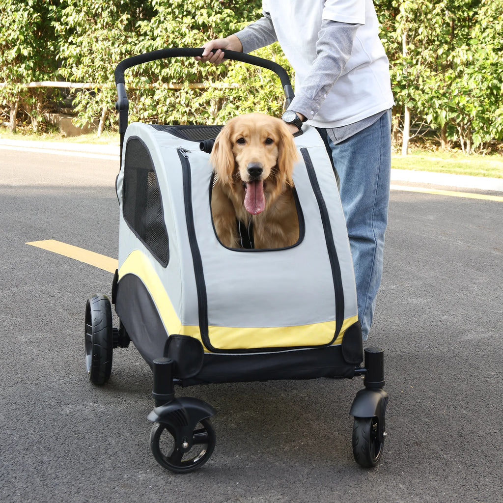 Portable Dog Stroller 4 Wheels – Foldable Pet Travel Carrier