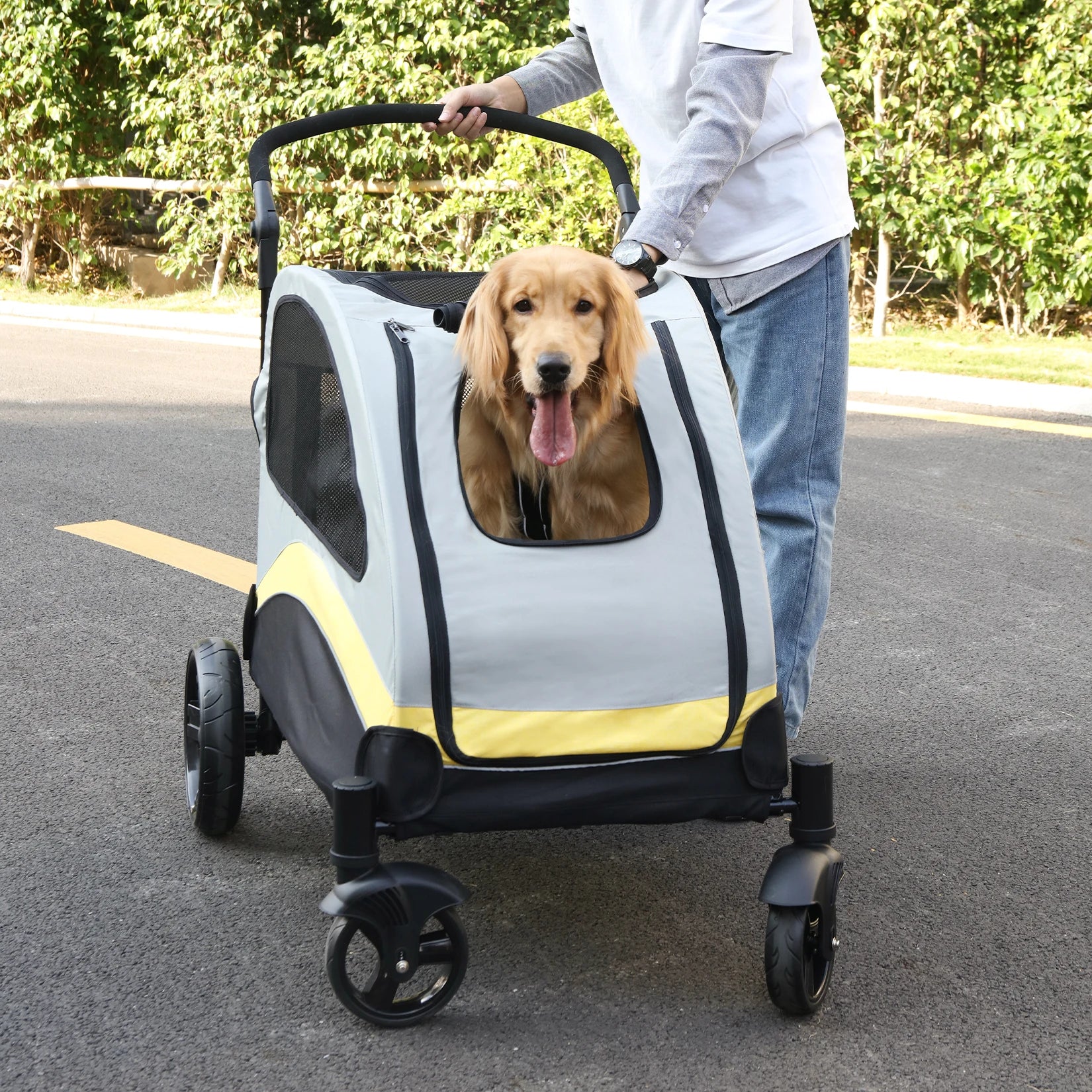 Portable Dog Stroller 4 Wheels – Foldable Pet Travel Carrier