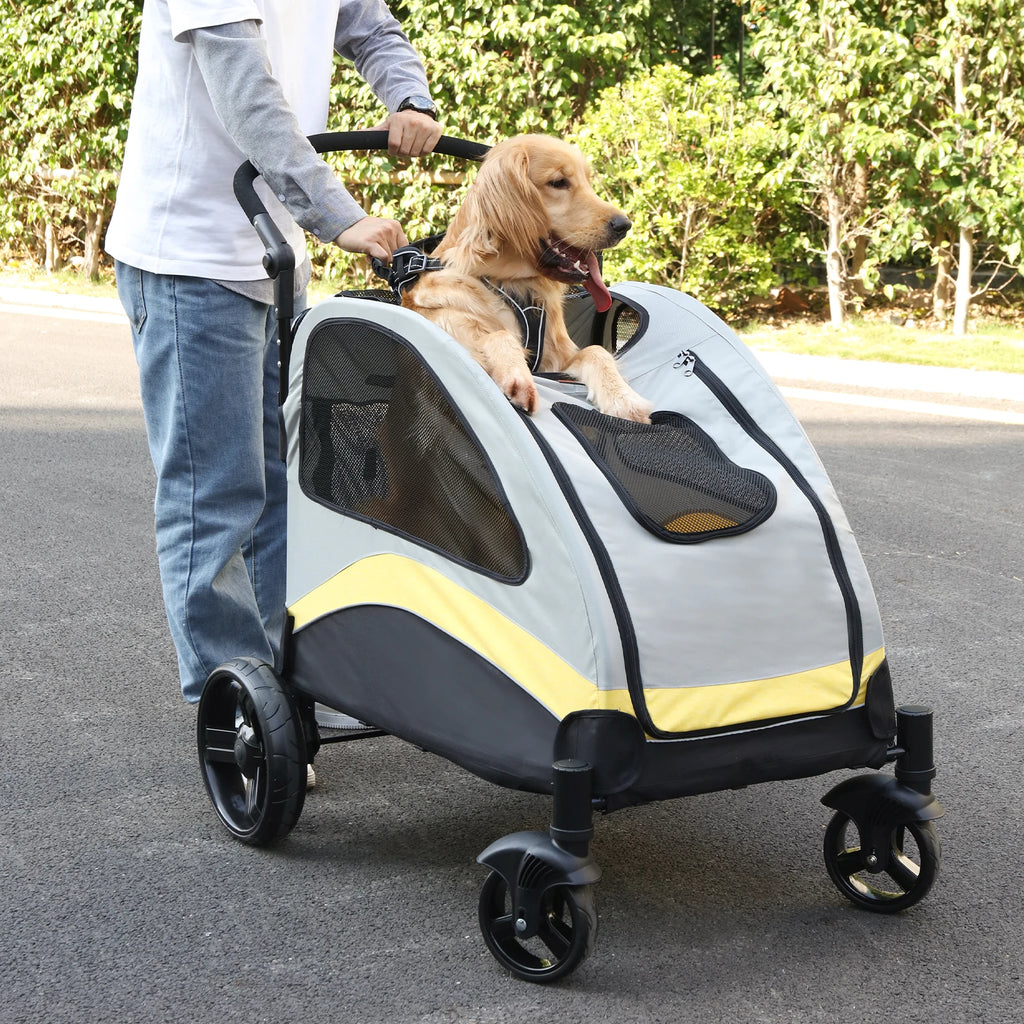 Portable Dog Stroller 4 Wheels – Foldable Pet Travel Carrier