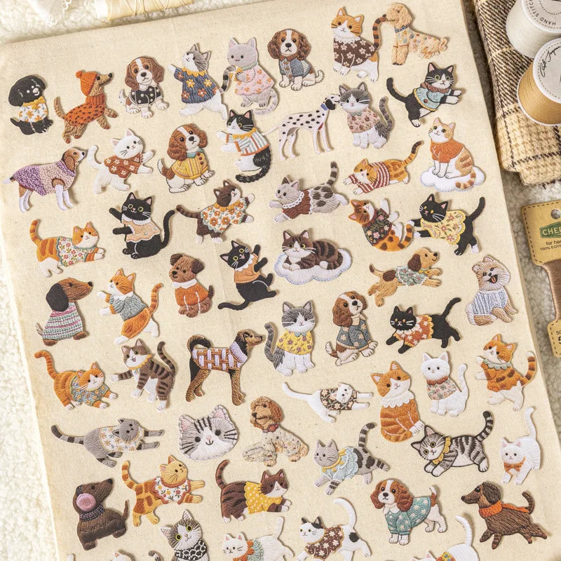 20pcs/lot Kawaii Stationery Stickers Velvet Embroidery Cute Pet Diary Planner Decorative  Stickers Scrapbooking Craft Stickers