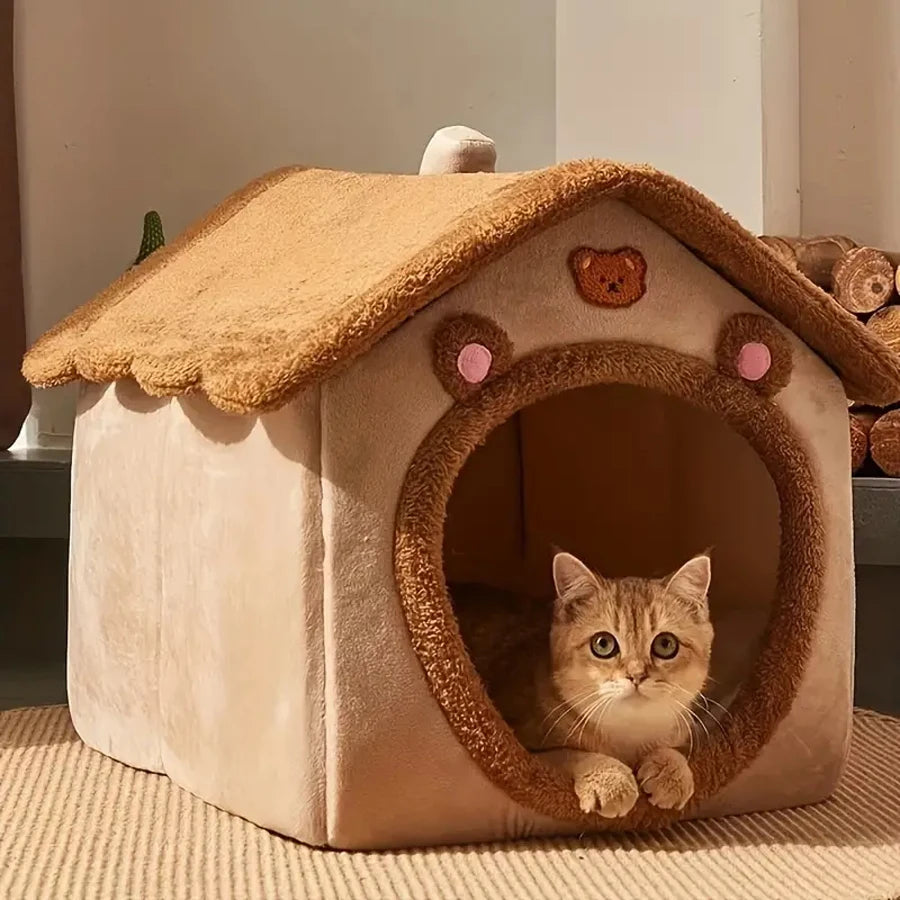 Foldable Pet Cave – Cozy Hideaway Bed