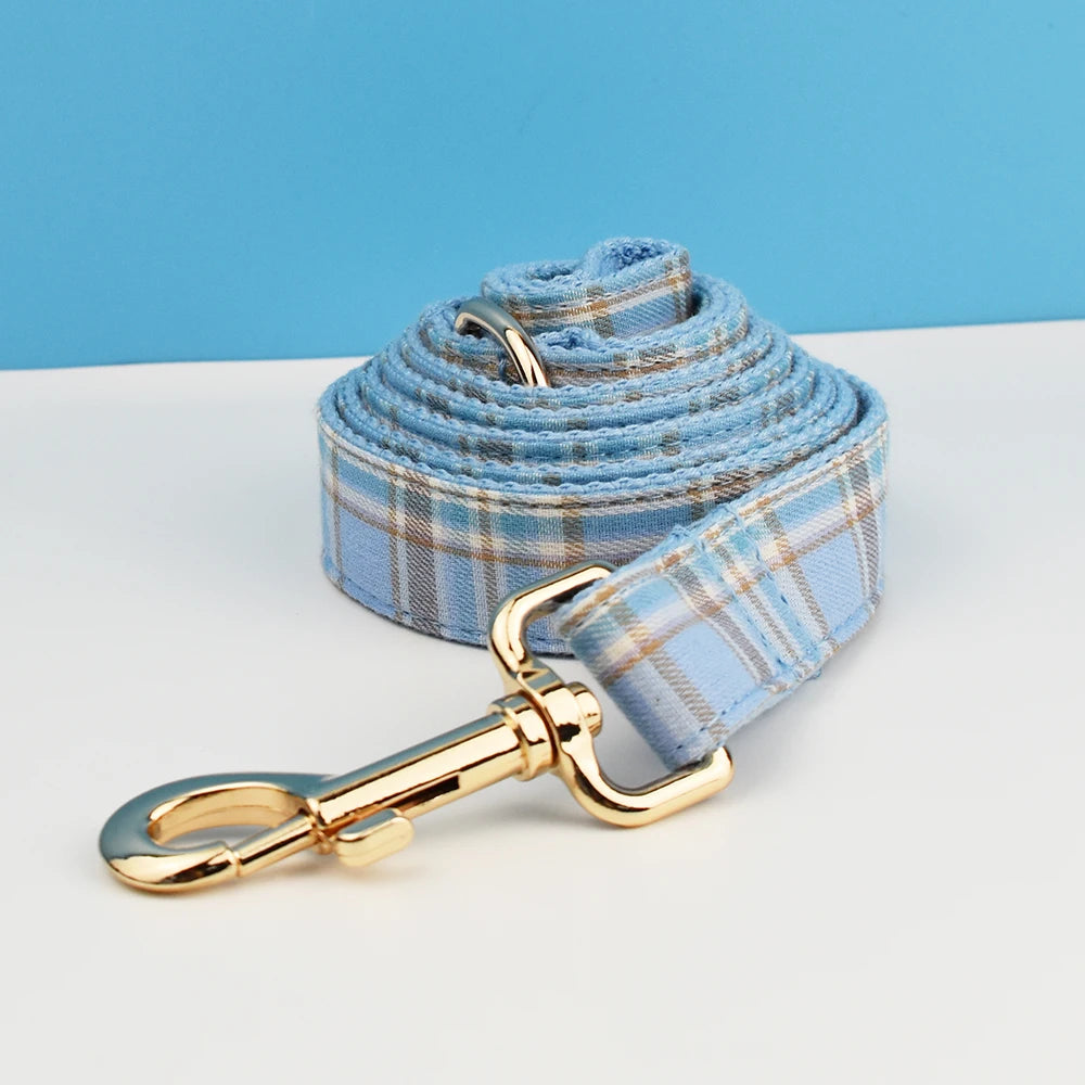 Plaid Dog Collar And Leash Set For Dogs Custom Engraved Nameplate Pet Supplies Dog Leash Grid 16