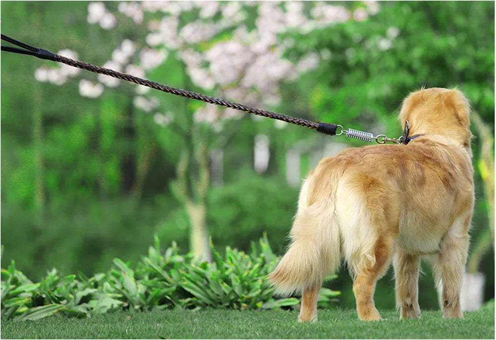 Heavy and Duty Large Dog Leash Genuine Leather Braided Dog Training Leash for Shepherd Bulldog Labrador Gold Retriever Pet Leads