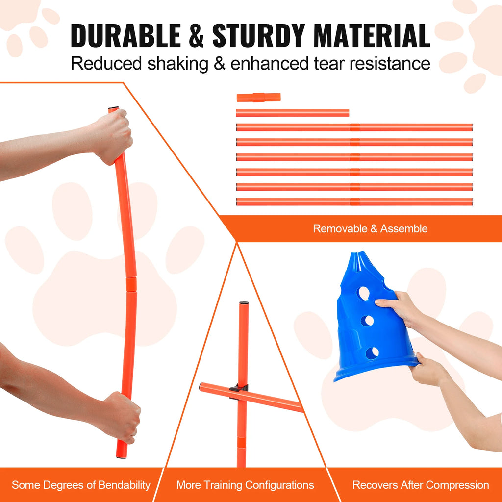Dog Agility Hurdle Cone Set – Adjustable Training Equipment