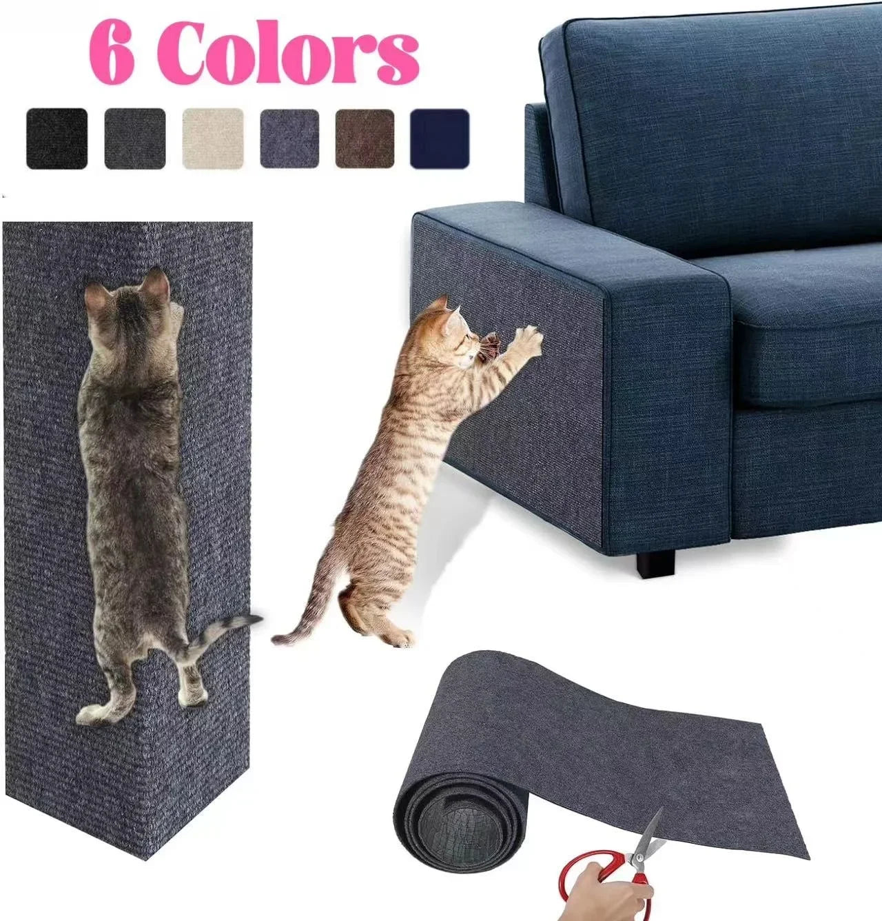 Cat Climbing Mat with Self-Adhesive Backing Sturdy Multi-Purpose Non-Slip Scratching Pad Funitures Protective Mat Pet Accessorie