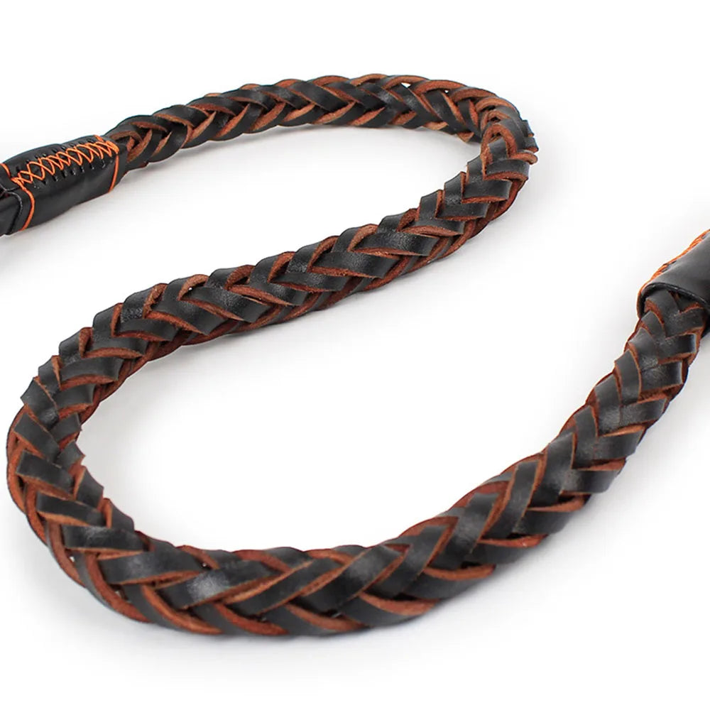 Heavy and Duty Large Dog Leash Genuine Leather Braided Dog Training Leash for Shepherd Bulldog Labrador Gold Retriever Pet Leads