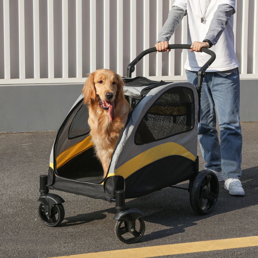Portable Dog Stroller 4 Wheels – Foldable Pet Travel Carrier