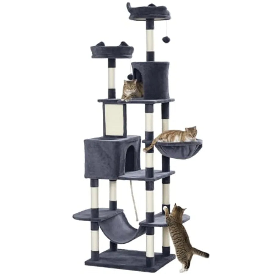 81 Cat Tree for Large Indoor Cats with Scratching Posts Board Condos Beds Hammocks Multi-Level Platforms Toy Balls Rope Toy in