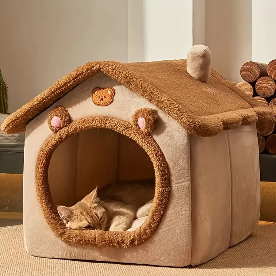 Foldable Pet Cave – Cozy Hideaway Bed