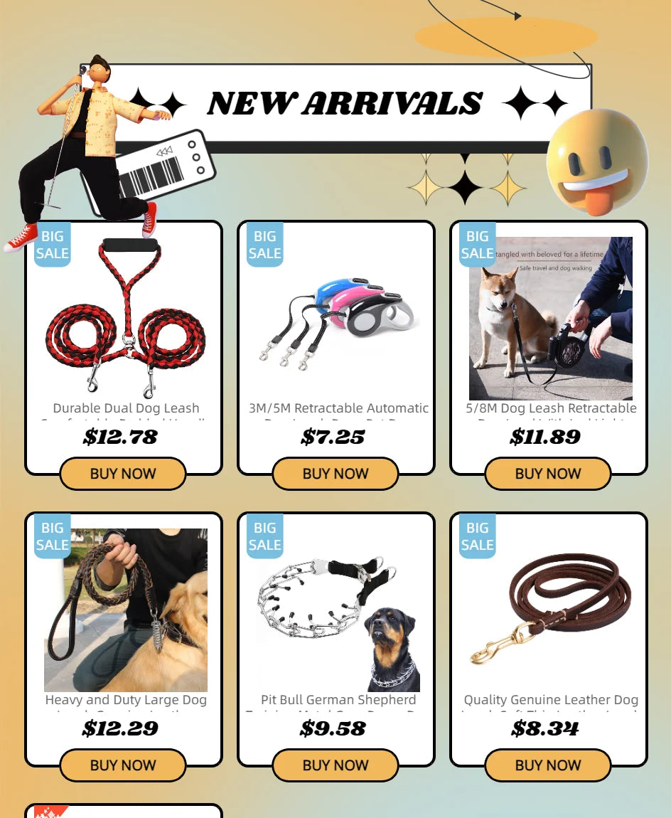 Heavy and Duty Large Dog Leash Genuine Leather Braided Dog Training Leash for Shepherd Bulldog Labrador Gold Retriever Pet Leads