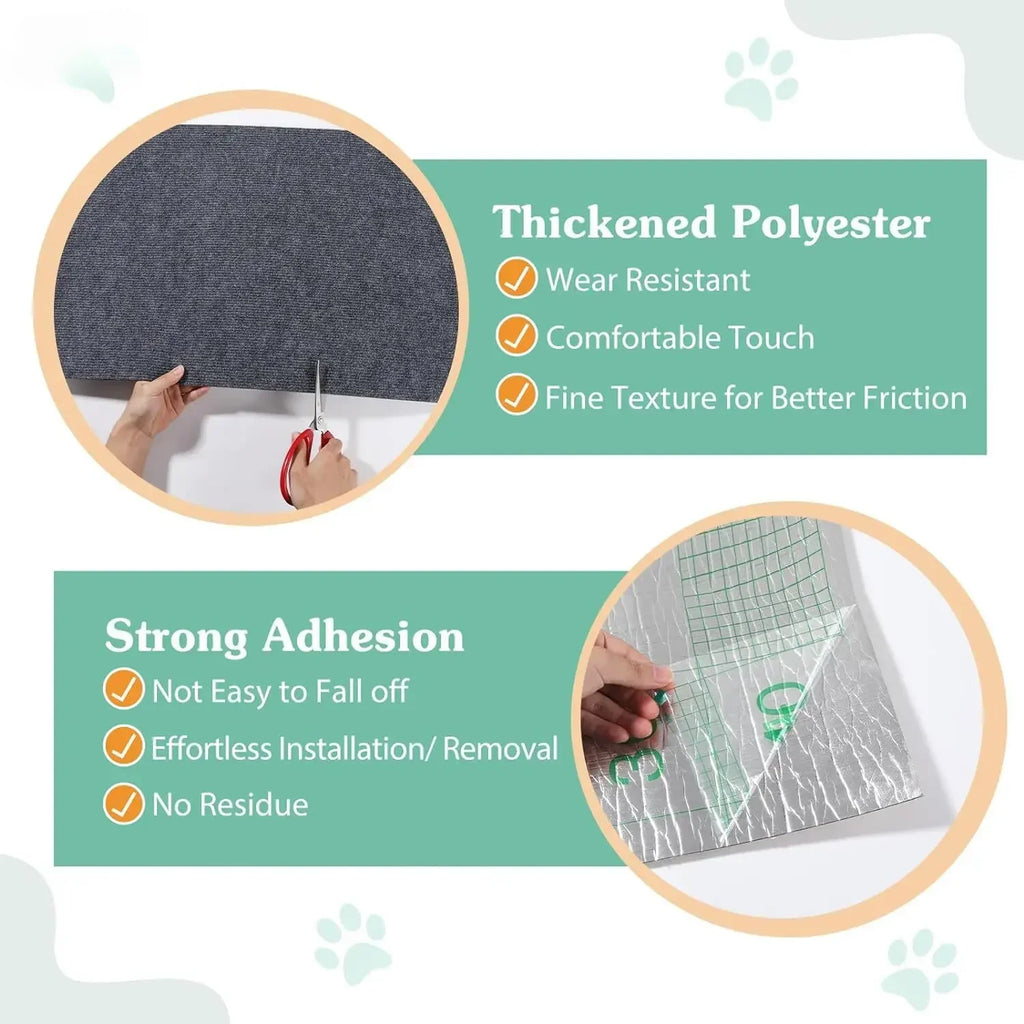 Cat Climbing Mat with Self-Adhesive Backing Sturdy Multi-Purpose Non-Slip Scratching Pad Funitures Protective Mat Pet Accessorie