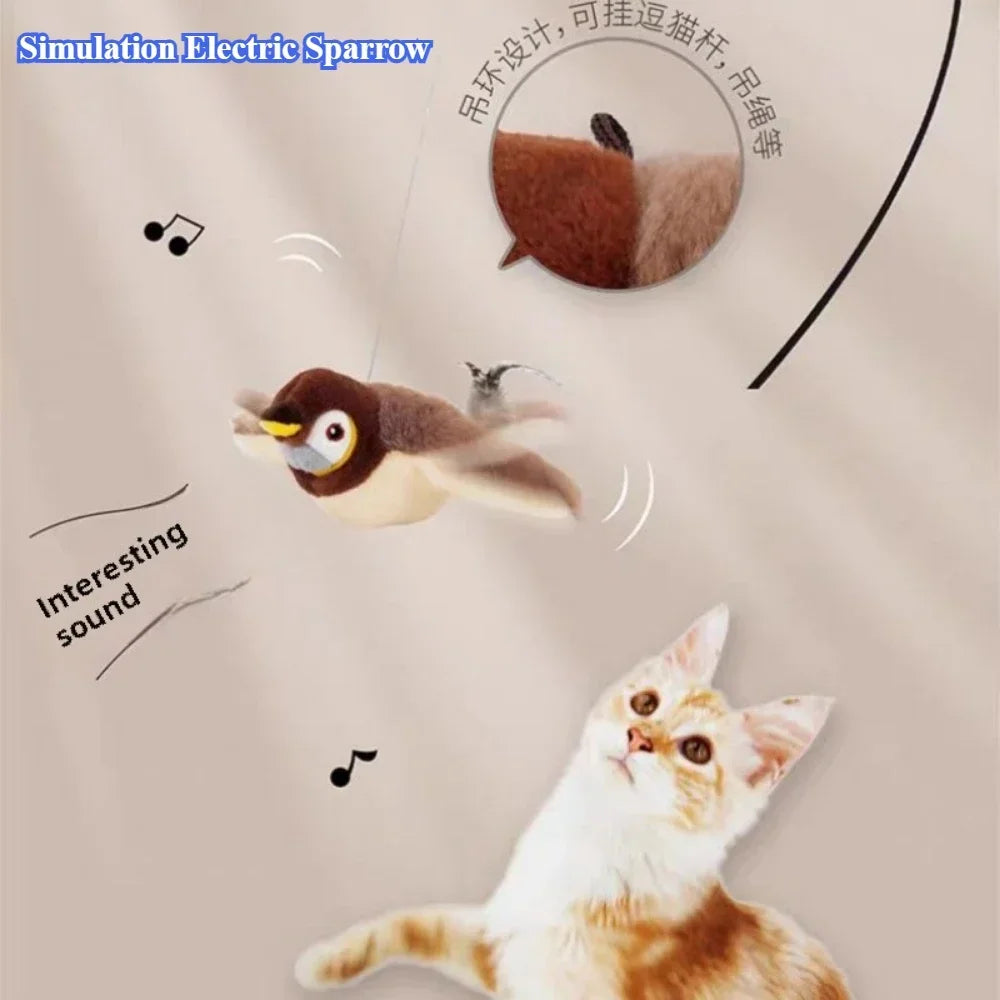 Interactive Catnip Bird Toy – Touch-Activated Squeaky Plush