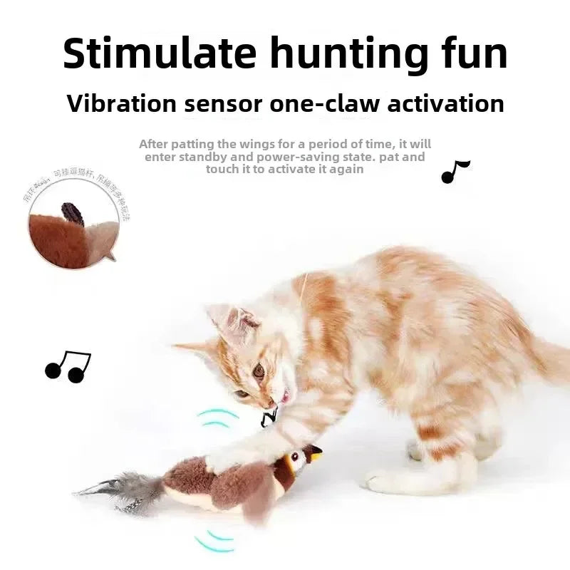 Interactive Catnip Bird Toy – Touch-Activated Squeaky Plush