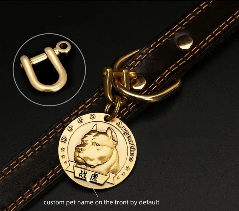 Customized Dog ID Tag Brass Embossed Lettering Prevent Losing Pets Card Engraved Personalized Pet Collar Charm Name Pendant