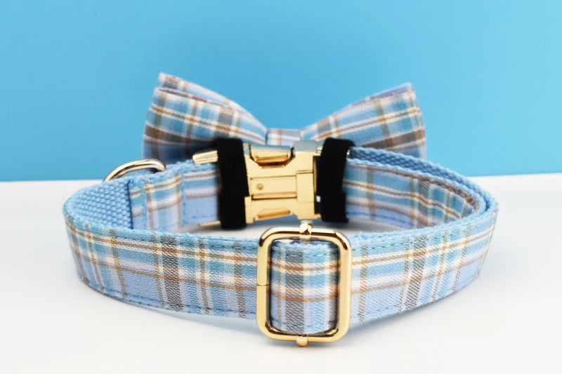 Plaid Dog Collar And Leash Set For Dogs Custom Engraved Nameplate Pet Supplies Dog Leash Grid 16