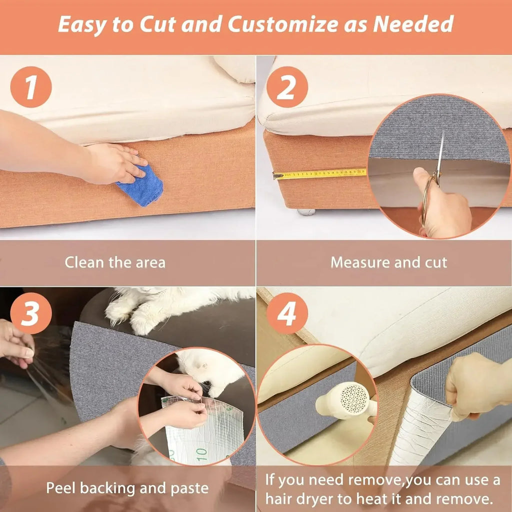 Cat Climbing Mat with Self-Adhesive Backing Sturdy Multi-Purpose Non-Slip Scratching Pad Funitures Protective Mat Pet Accessorie