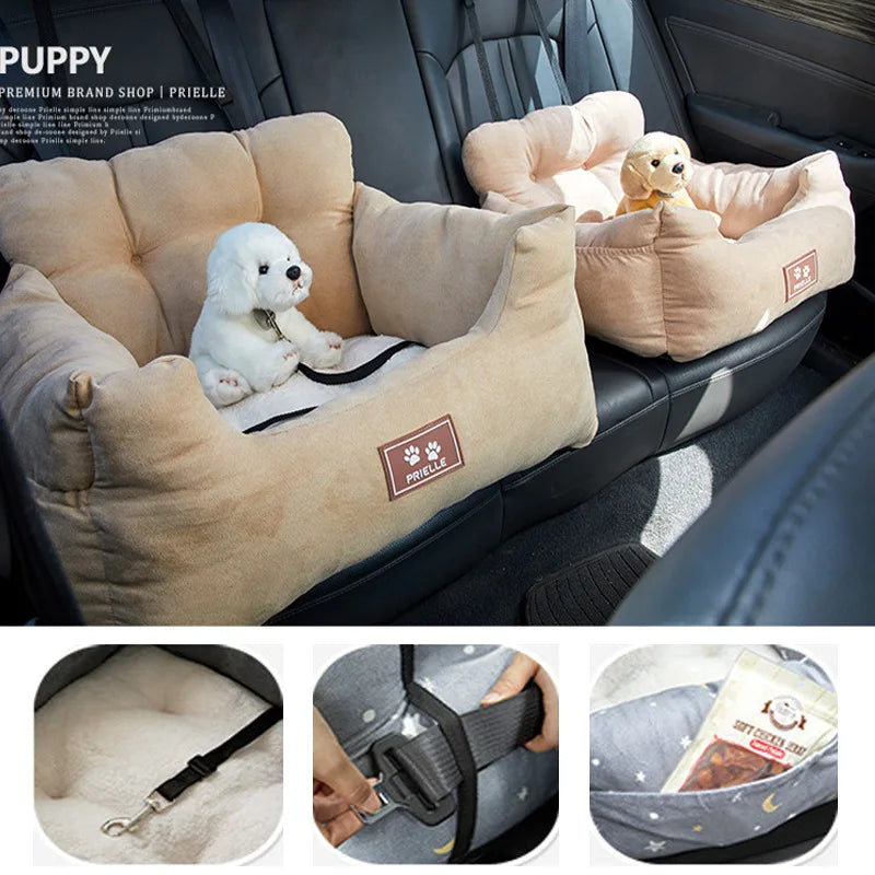 Dog Car Seat with Safety Belt – Washable Travel Booster