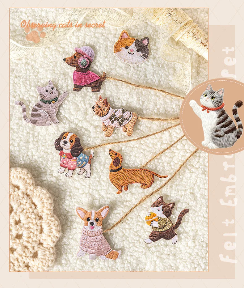 20pcs/lot Kawaii Stationery Stickers Velvet Embroidery Cute Pet Diary Planner Decorative  Stickers Scrapbooking Craft Stickers