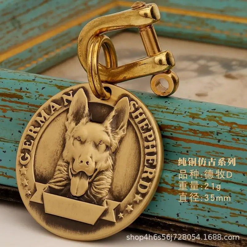 Customized Dog ID Tag Brass Embossed Lettering Prevent Losing Pets Card Engraved Personalized Pet Collar Charm Name Pendant