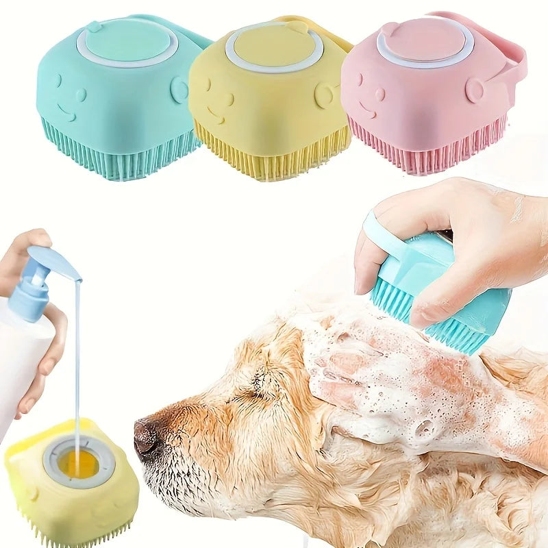 Pet Massage Brush with Shampoo Dispenser – Grooming Tool