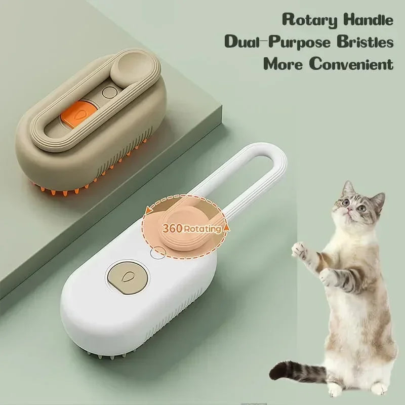 3-in-1 Electric Steam Brush – Massage & Grooming Tool