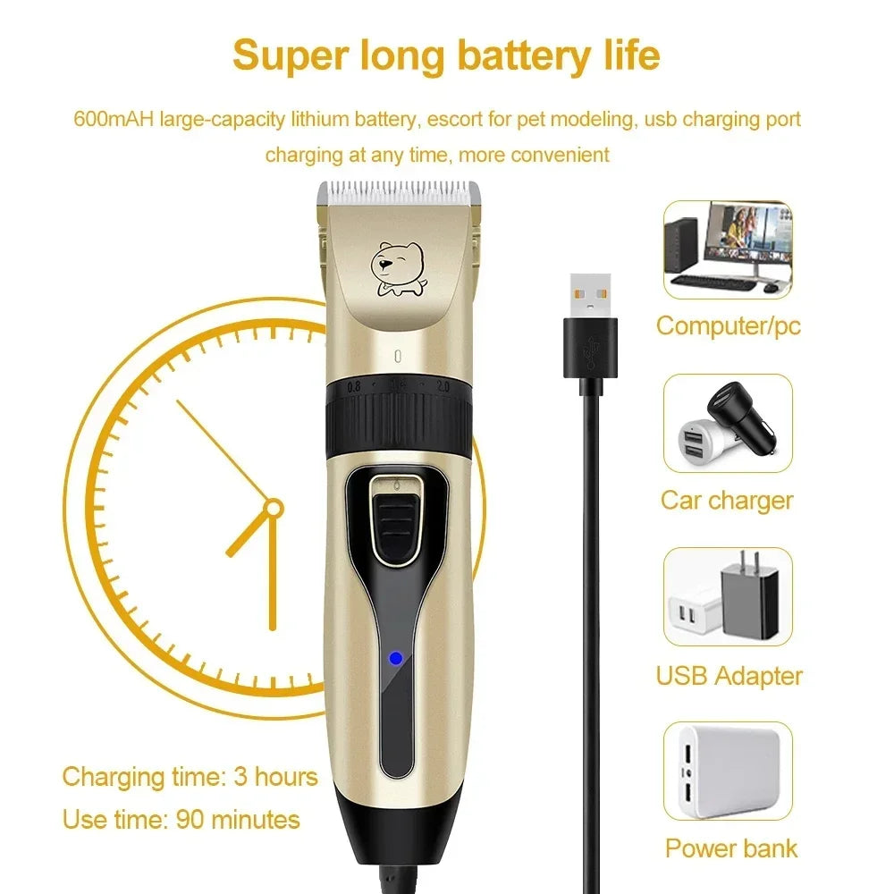 Professional Pet Hair Clipper – USB Rechargeable Trimmer