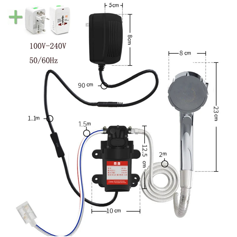 Electric Water Pump Car Washer handheld Faucet Kit Outdoor Bath Camping Shower Head For Camping Hiking Pet Cleaning