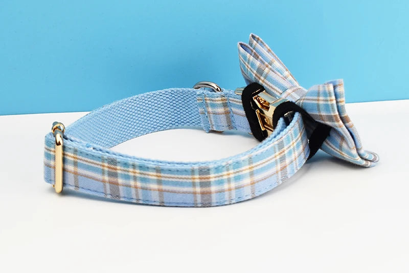 Plaid Dog Collar And Leash Set For Dogs Custom Engraved Nameplate Pet Supplies Dog Leash Grid 16